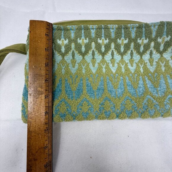 Geometric Green Blue Wristlet Clutch Bag Purse Zipper Spring Boutique Krista Håg - Picture 5 of 6